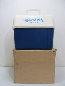 lot 12 image: Vintage OLYMPIA Beer Advertising Cooler in Original Box