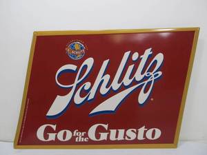 lot 25 image: Large Embossed Metal SCHLITZ Beer Sign