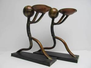 lot 64 image: Large Contemporary Figural Deco Metal Tray Stands
