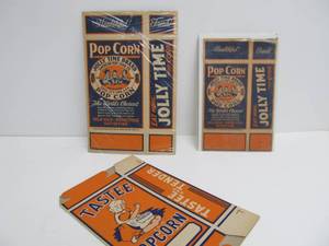lot 86 image: 3 Original Vintage 1930s Advertising Popcorn Boxes