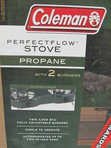 lot 162 image: Brand New COLEMAN PerfectFlow Double Burner Camp Stove