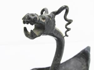 lot 314 image: Vintage Hand Wrought Iron Sculptural Dragon TrayHolder