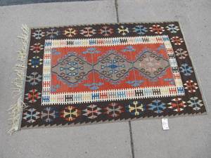 lot 223 image: Vintage Hand Made Kilim Wool Rug #12