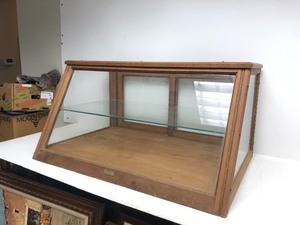 lot 2 image: Antique Oak Slant Front General Store Counter Display Case