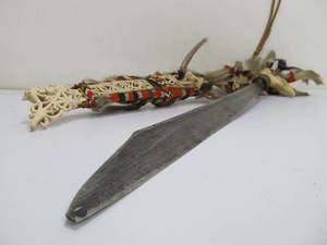 lot 263 image: Antique Carved Bone Ceremonial Headhunters Sword