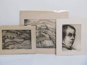 lot 335 image: Estate Lot of 3 Antique Etchings