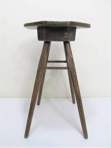 lot 347 image: Early Antique Primitive Wooden Stool