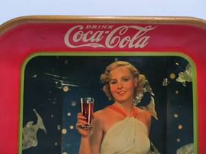 lot 183 image: Very Nice Original 1935 COCA COLA Metal Tray - Featuring Hollywood Actress Madge Evans