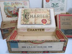 lot 193 image: Lot of Antique Wooden Cigar Boxes