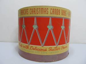 lot 195 image: Large Original BRACHS Christmas Candy Toys Drum Display Box