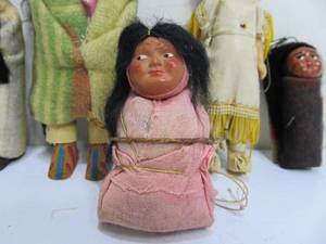 lot 197 image: Nice Group of Vintage 1930s Era Native American Skookum Dolls