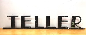 lot 3 image: Large Original Vintage 1930s Deco Bank Teller Sign