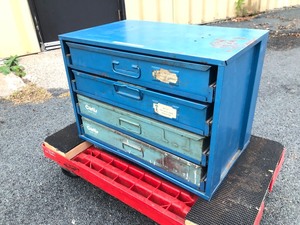 lot 354 image: HEavy Duty Industrial Steel Parts & Hardware Cabinet wSlide-Out Tool Boxes