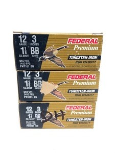 lot 377 image: 3 Full Boxes Federal Premium Tungsten Polymer 12 Gauge Shotgun Shells