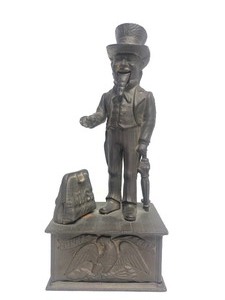 lot 266 image: Vintage Cast Iron UNCLE SAM Mechanical Bank