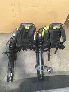 lot 26 image: Lot of 2 175 MPH 760 CFM 38cc Gas Backpack Leaf Blower by RYOBI Customer Returns See Pictures