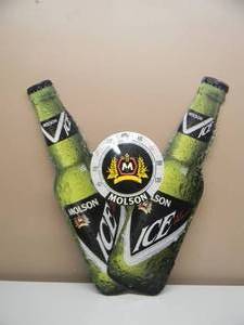 lot 7 image: VINTAGE MOLSON ICE TIN BAR SIGN - APPROX 26 BY 31 - COOL TIN - SEE PICTURES