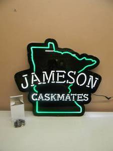 lot 8 image: AWESOME PIECE - JAMESON CASKMATES IRISH WHISKEY MINNESOTA LED LIGHT - NEW OUT OF THE BOX - GREAT PIECE - APPROX 25 BY 22 - SEE PICTURES