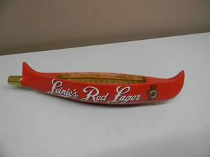 lot 9 image: NEW OLD STOCK - LEINIES RED LAGER TAP HANDLE - NICE - APPROX 14 - SEE PICTURES