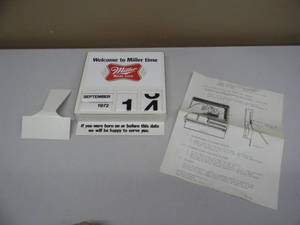 lot 10 image: NEW OLD STOCK - VINTAGE MILLER HIGH LIFE WELCOME TO MILLER TIME CALENDER DATE BAR ID - NICE - APPROX 8 BY 10 - SEE PICTURES