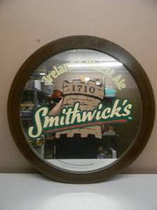 lot 12 image: SMITHWICKS IRELANDS OLDEST ALE BAR MIRROR  SIGN - NICE - RARE - VERY COOL PIECE - APPROX 28 - SEE PICTURES