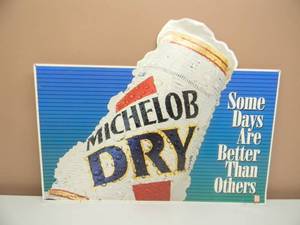 lot 22 image: VINTAGE MICHELOB DRY TIN BAR SIGN - APPROX 25 BY 15 - SEE PICTURES