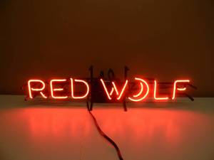 lot 31 image: VINTAGE RED WOLF NEON - OLD SCHOOL - LIKE NEW - GREAT PIECE - APPROX 29 BY 9 - SEE PICTURES