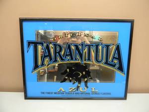lot 35 image: VINTAGE TRANTULA TEQUILA BAR MIRROR  SIGN - VERY COOL PIECE - NICE - APPROX 25 BY 19 - SEE PICTURES