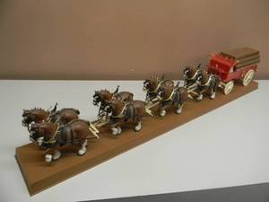 lot 39 image: VINTAGE BUDWEISER BEER CLYDESDALE DISPLAY - GREAT PIECE - NICE - APPROX 36 BY 7 - SEE PICTURES
