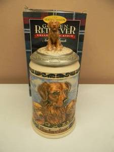 lot 45 image: Vintage 1994 Budweiser Beer Hunters Companion Series Golden Retriever Stein - NICE IN BOX - SEE PICTURES