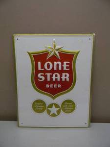 lot 67 image: VINTAGE LONE STAR BEER TIN BAR SIGN - NICE PIECE - APPROX 16 BY 20 - SEE PICTURES