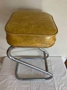 lot 65 image: Vintage Metal Stool with Padded Seat