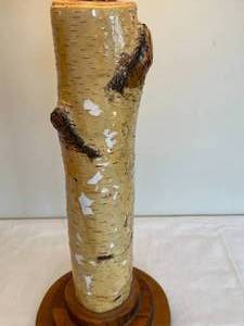 lot 80 image: Vintage Birch Bark Table Lamp