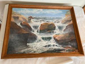 lot 98 image: Oil On Canvas Fisherman Painting