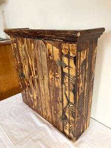 lot 103 image: Rustic Primitive Wooden Grain Painted Medicine Cabinet