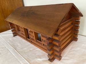 lot 109 image: Antique 1900s Store Display  Berry Brothers Lionoil Log Cabin Display