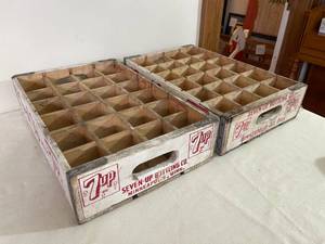 lot 145 image: 2 Vintage Seven-Up Wooden Crates
