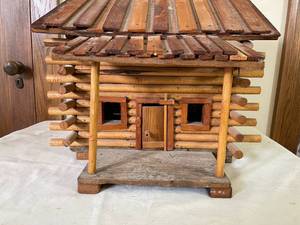 lot 159 image: Large Vintage Folk Art Log Cabin