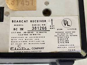 lot 177 image: Vintage Bearcat Receiver