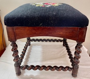 lot 315 image: Spindle Stool with a Needlepoint Seat