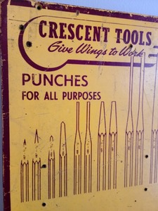 lot 362 image: Vintage Wood Crescent Tools Sign