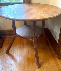lot 33 image: Primitive - Rustic Style Round Table by Old Hickory