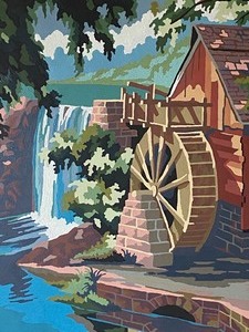 lot 46 image: Vintage Windmill Scene Paint by Number