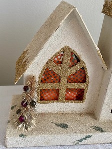 lot 256 image: Vintage Cardboard Light Up Christmas Church Decoration