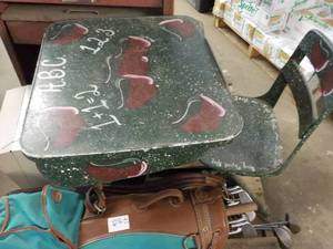 lot 58 image: Metal Painted Desk and Chair...