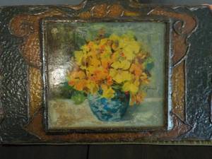 lot 107 image: 17 x 10 Floral Picture on Wood...