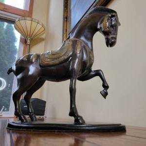 lot 06 image: Rare Vintage Bronze Horse Sculpture Signed by Artist