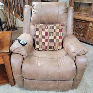 lot 10 image: Remote-Controlled Leather Recliler Chair