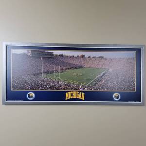 lot 32 image: Vintage Framed Michigan Football Poster-Photo By John Sullivan