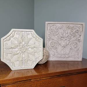 lot 145 image: Beautiful Plaster Tile Reliefs and Decorative Cast Ball